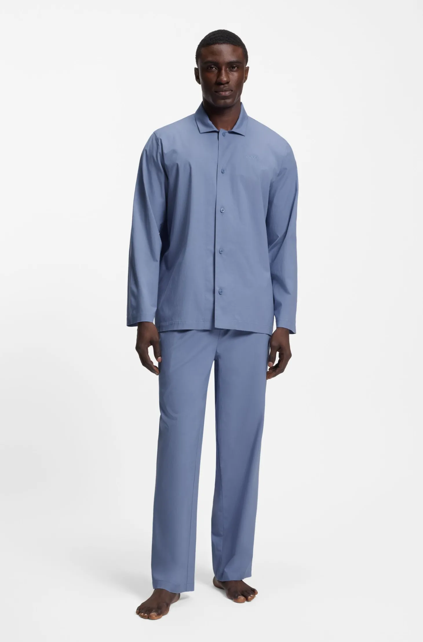 Pyjama-Set aus Popeline mit gesticktem Logo