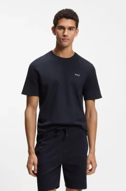 Pyjama-Shirt aus Baumwoll-Mix mit Logo-Stickerei