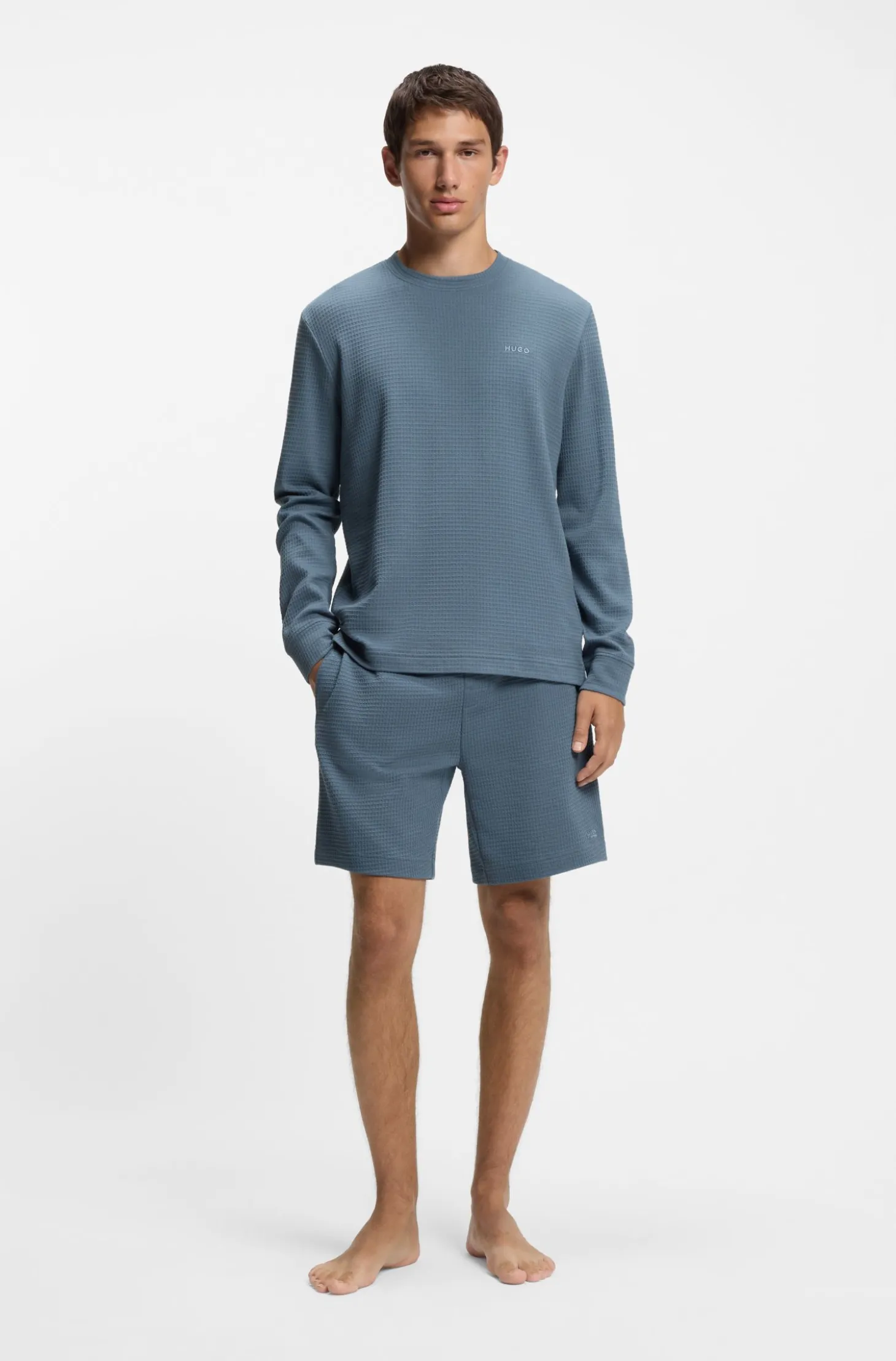 Pyjama-Shirt aus Baumwoll-Mix mit Waffelstruktur