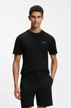 Pyjama-Shirt aus Baumwoll-Mix mit Logo-Stickerei