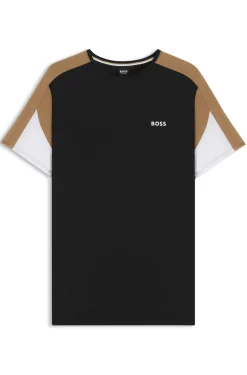 Pyjama-Shirt aus Baumwoll-Mix mit kontrastfarbenen Einsätzen