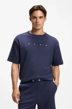Pyjama-Shirt aus Baumwoll-Mix mit Logo-Stickerei