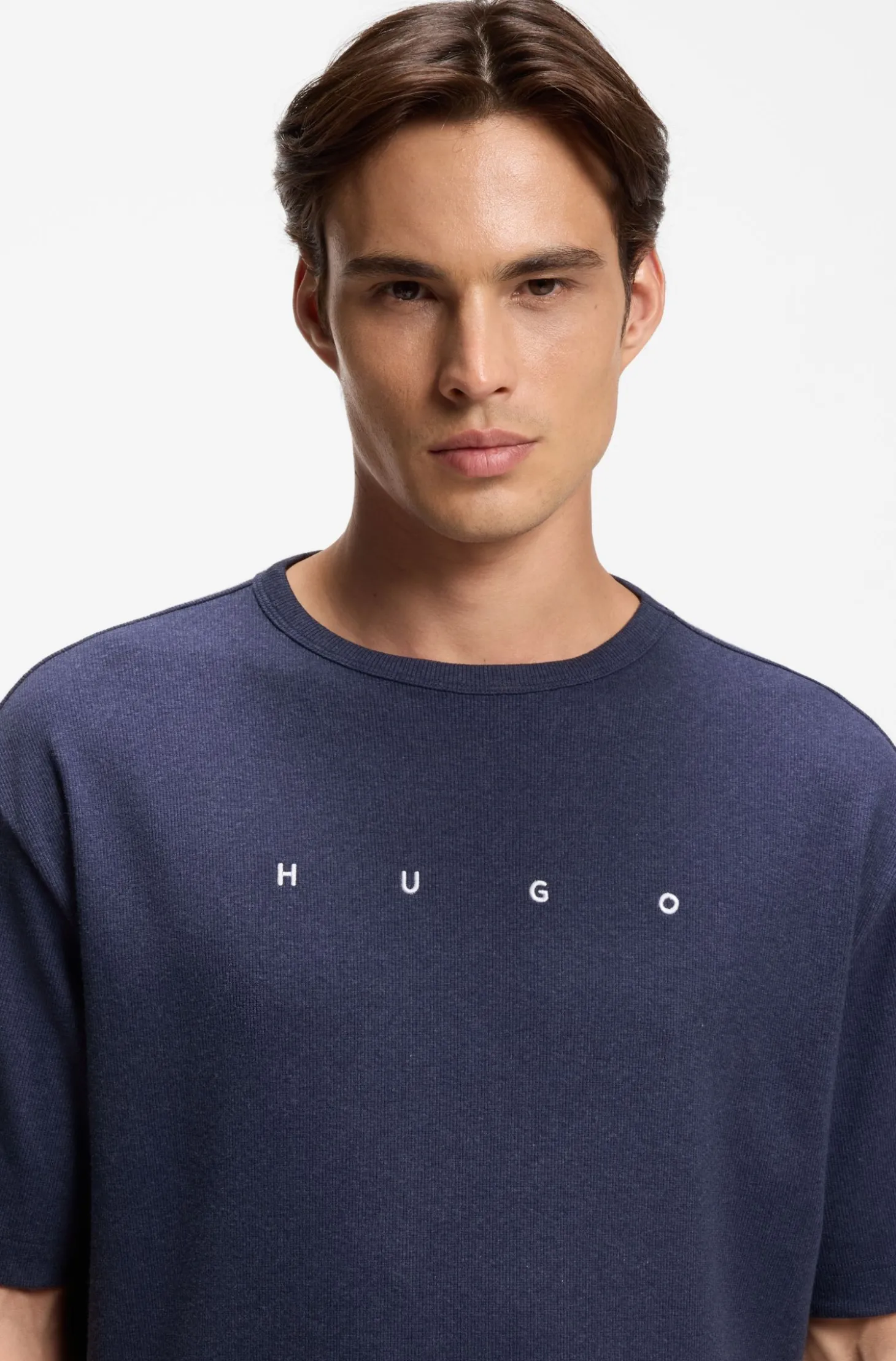 Pyjama-Shirt aus Baumwoll-Mix mit Logo-Stickerei
