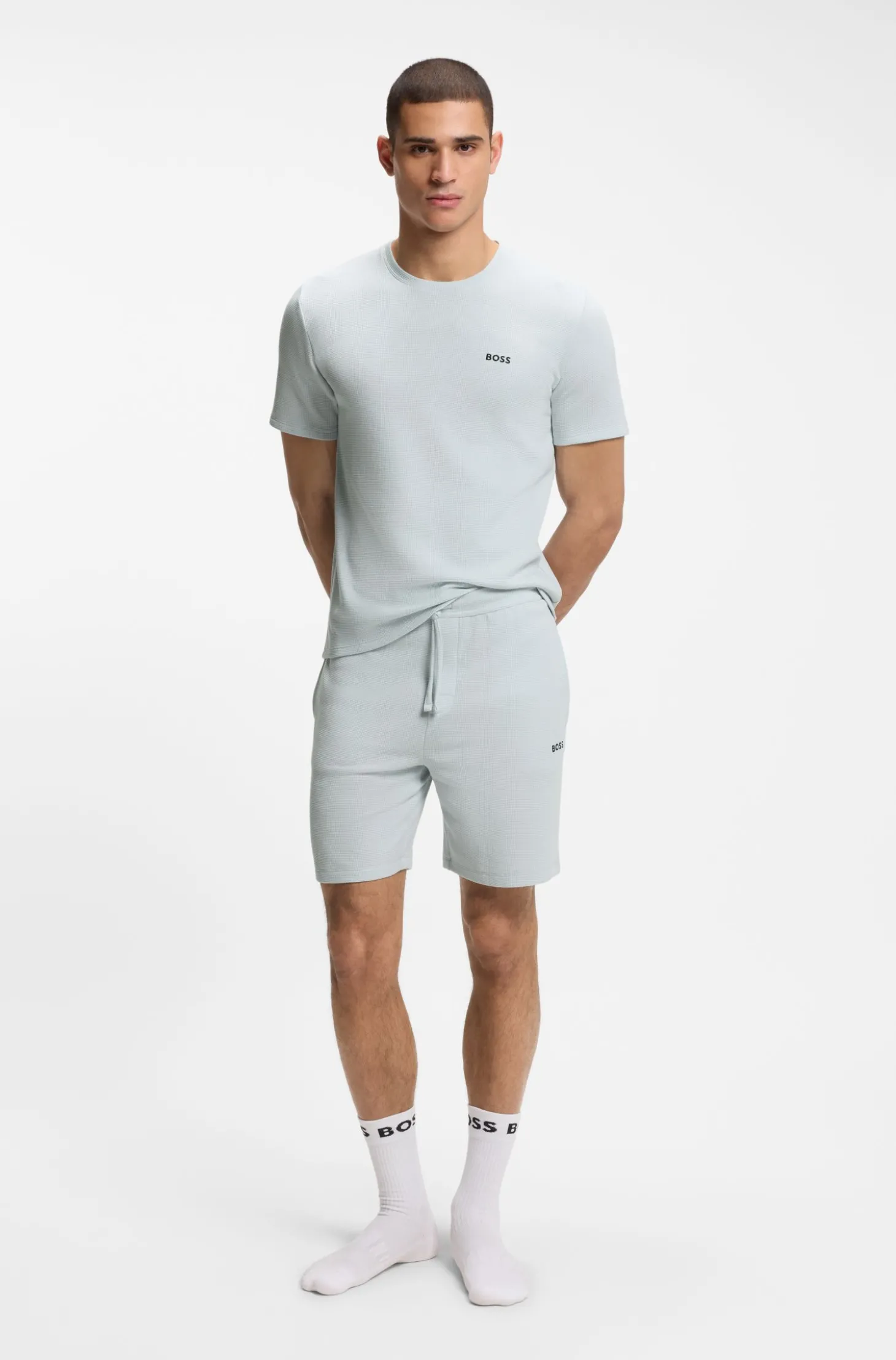 Pyjama-Shirt aus Baumwoll-Mix mit Logo-Stickerei