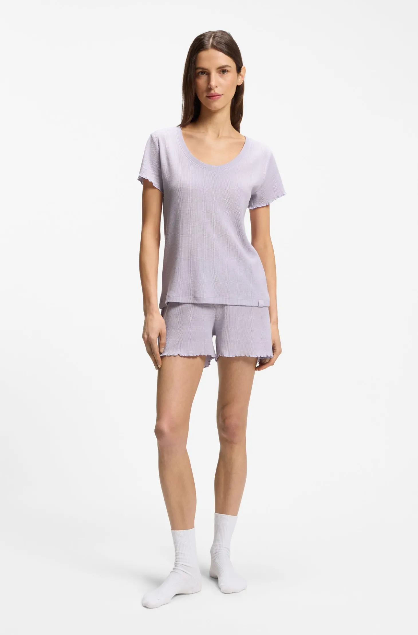 Pyjama-Shirt aus Baumwoll-Mix mit Waffelstruktur