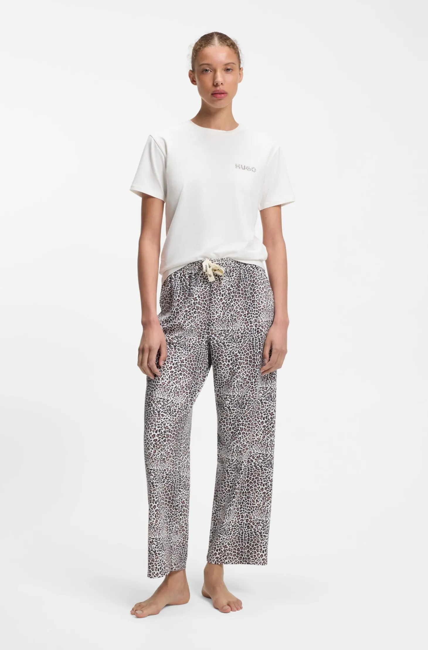 Pyjama-Shirt aus Stretch-Jersey mit Logo-Print