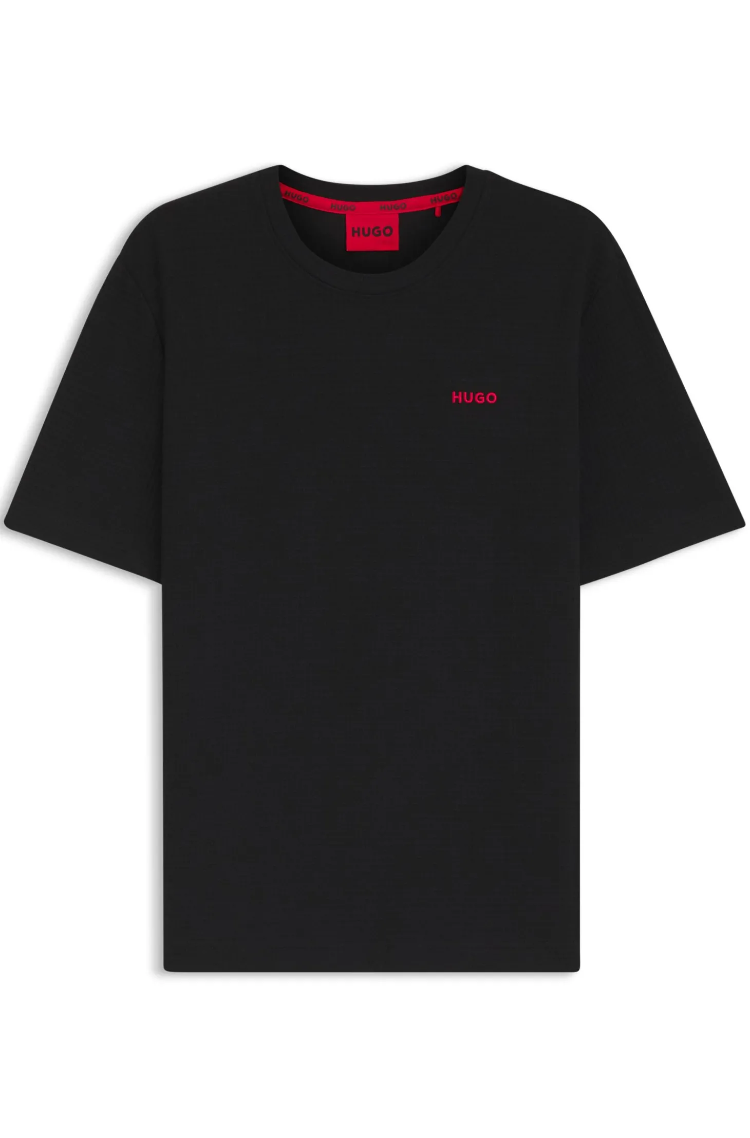 Pyjama-Shirt mit Waffelstruktur und Logo-Stickerei