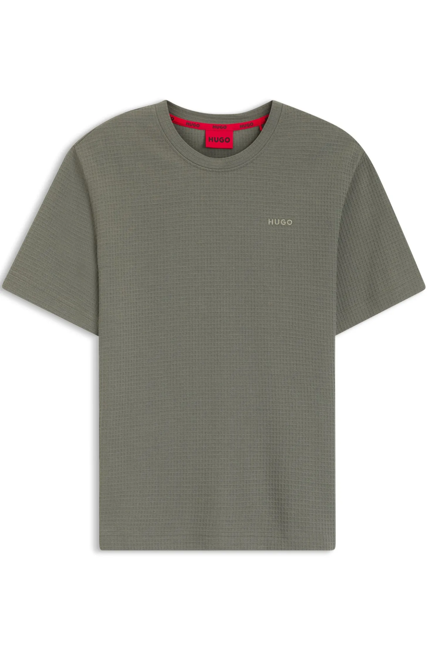 Pyjama-Shirt mit Waffelstruktur und Logo-Stickerei