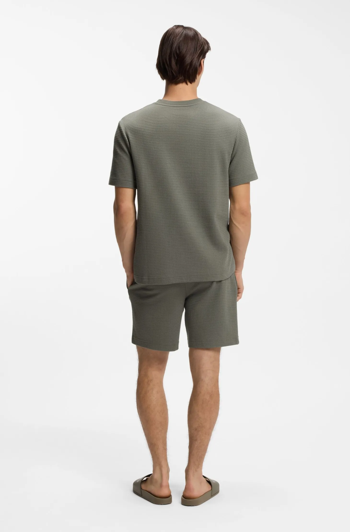 Pyjama-Shirt mit Waffelstruktur und Logo-Stickerei