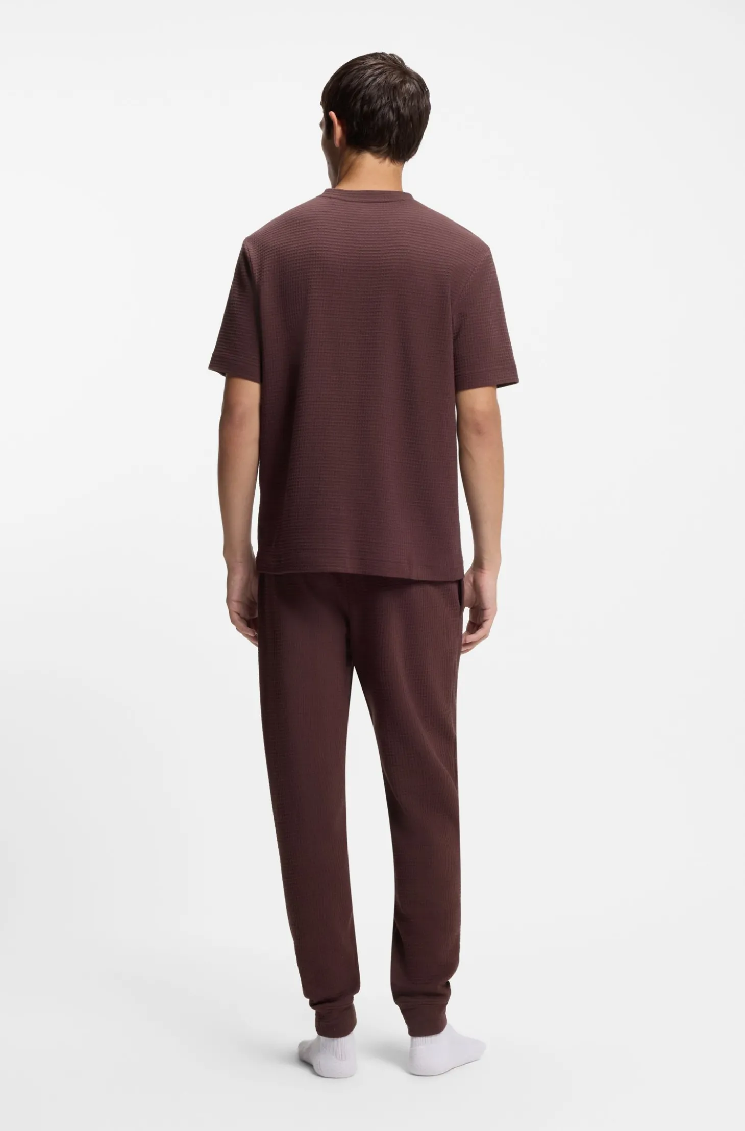 Pyjama-Shirt mit Waffelstruktur und Logo-Stickerei
