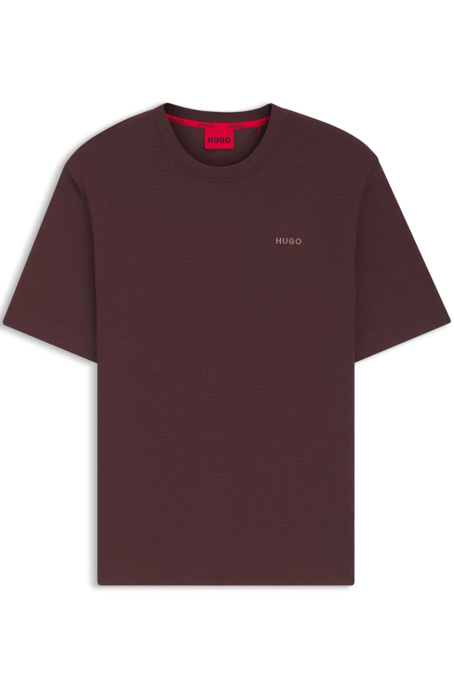 Pyjama-Shirt mit Waffelstruktur und Logo-Stickerei