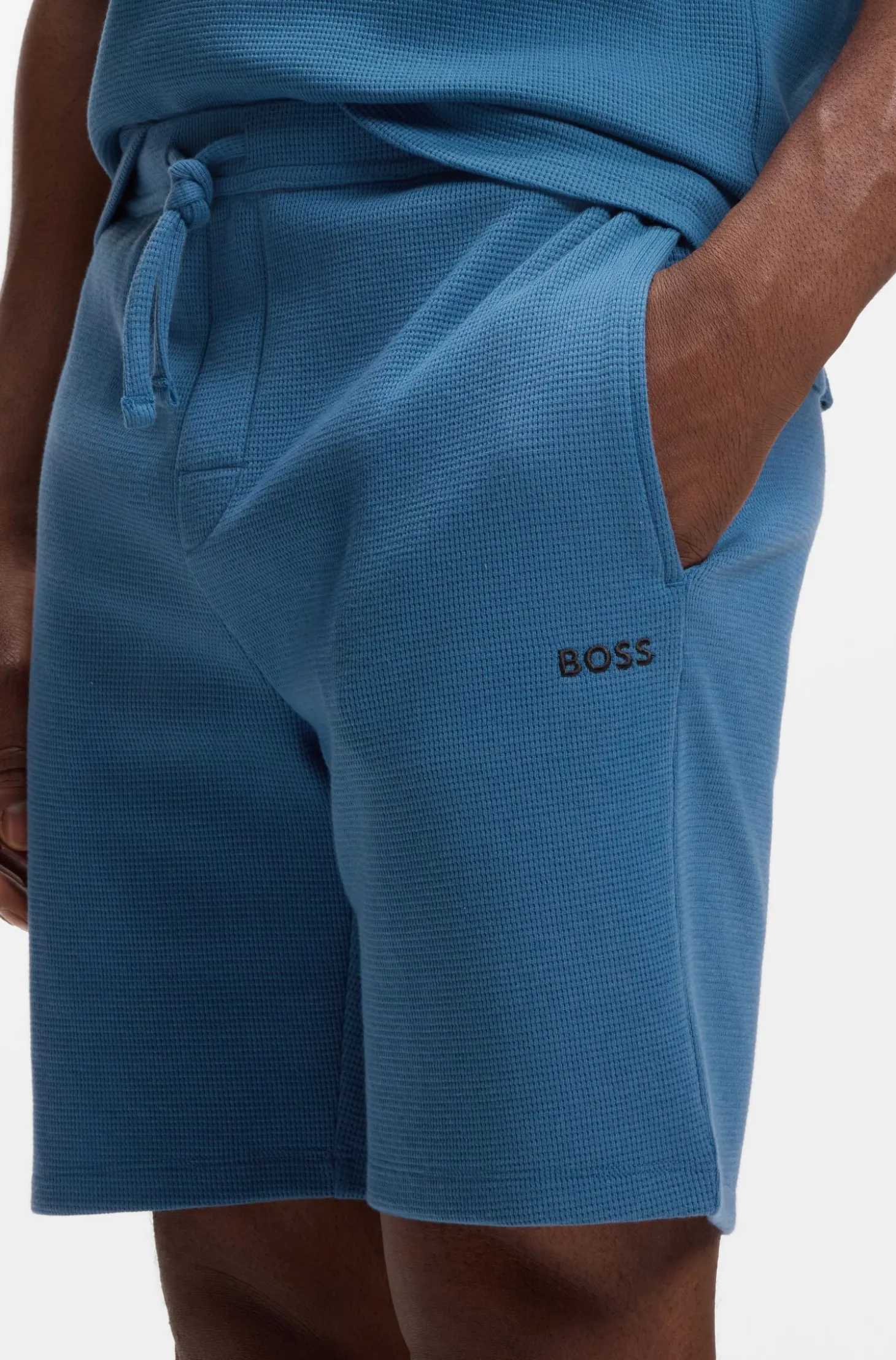 Pyjama-Shorts aus Baumwoll-Mix mit Logo-Stickerei