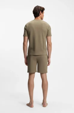 Pyjama-Shorts aus Baumwoll-Mix mit Logo-Stickerei