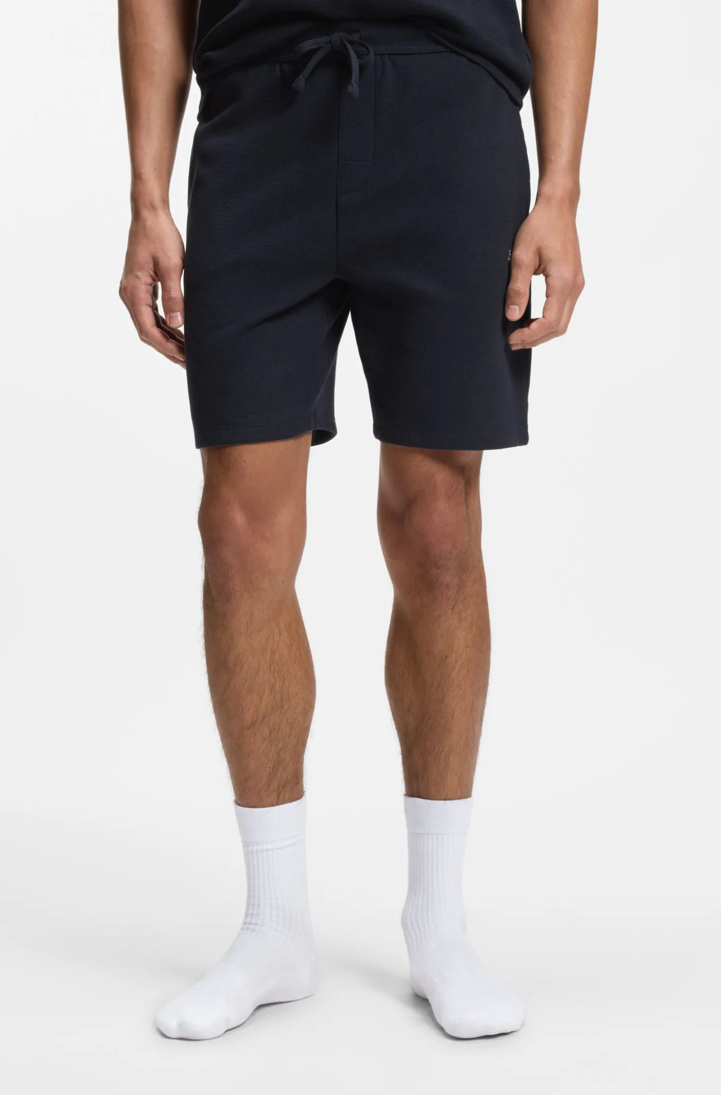Pyjama-Shorts aus Baumwoll-Mix mit Logo-Stickerei
