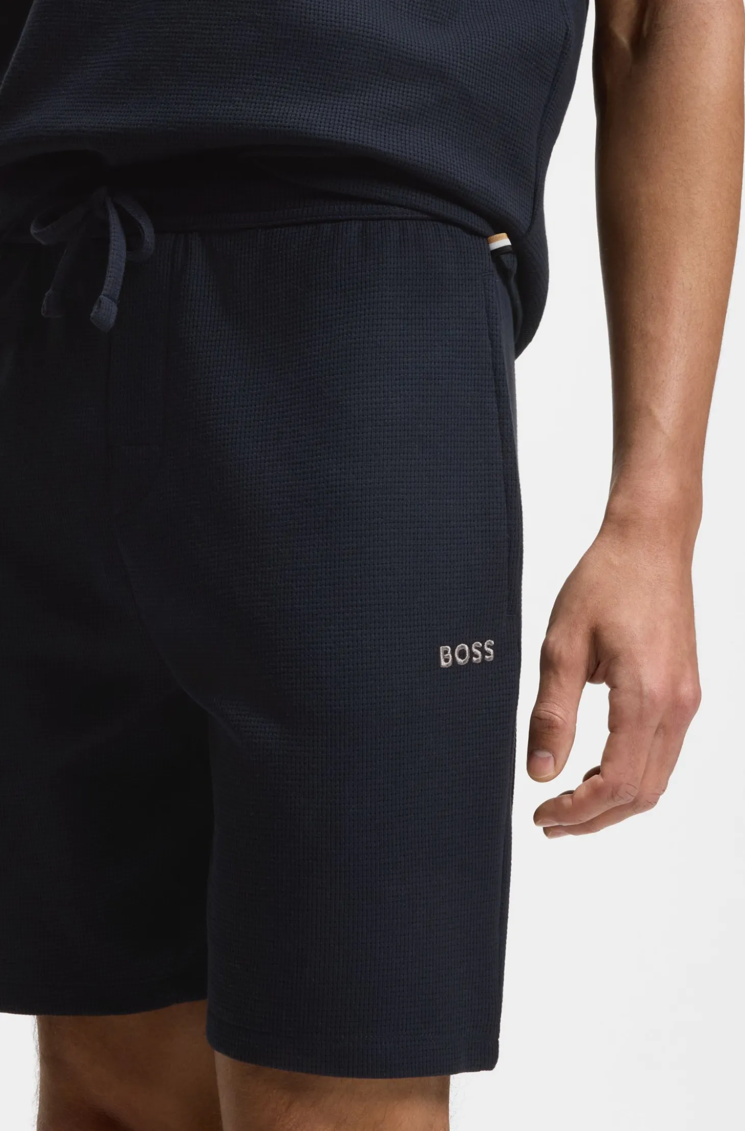Pyjama-Shorts aus Baumwoll-Mix mit Logo-Stickerei