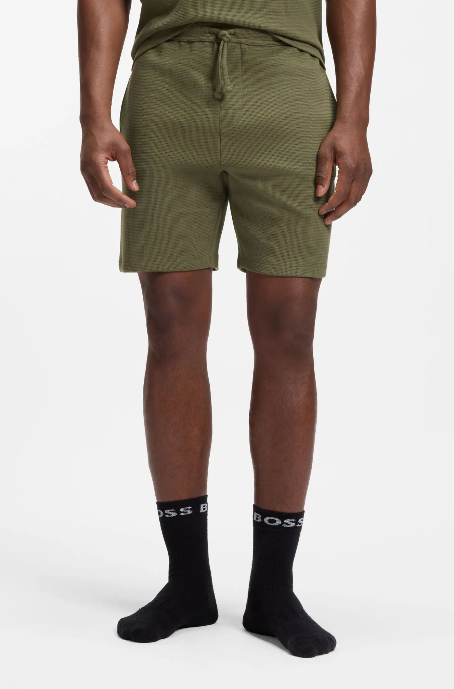 Pyjama-Shorts aus Baumwoll-Mix mit Logo-Stickerei