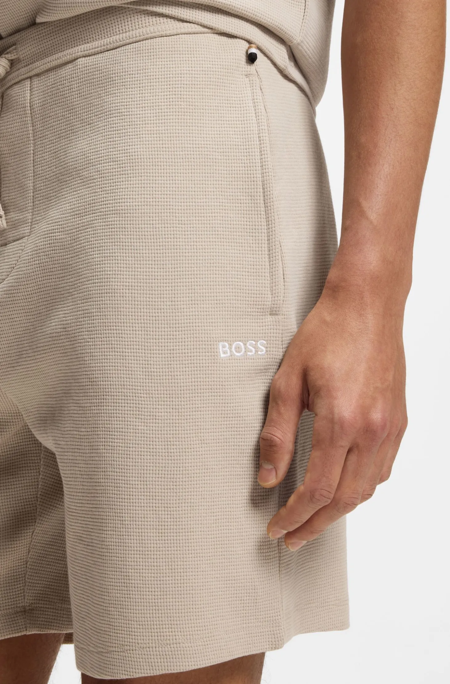Pyjama-Shorts aus Baumwoll-Mix mit Logo-Stickerei