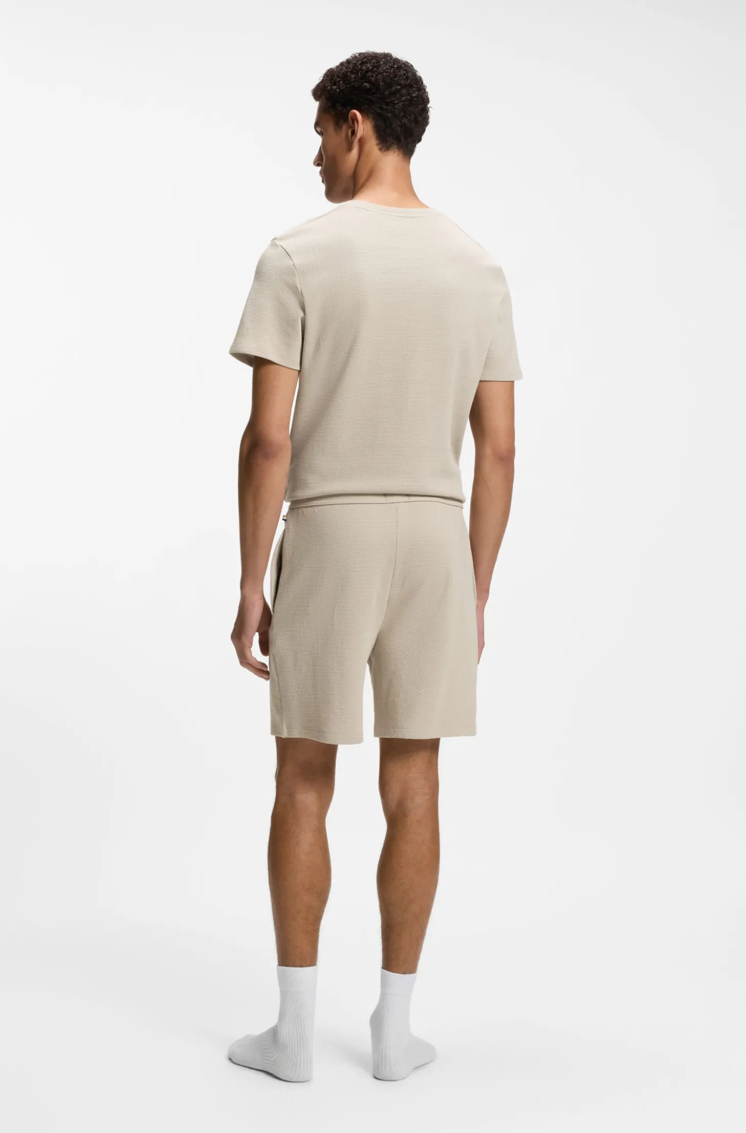 Pyjama-Shorts aus Baumwoll-Mix mit Logo-Stickerei