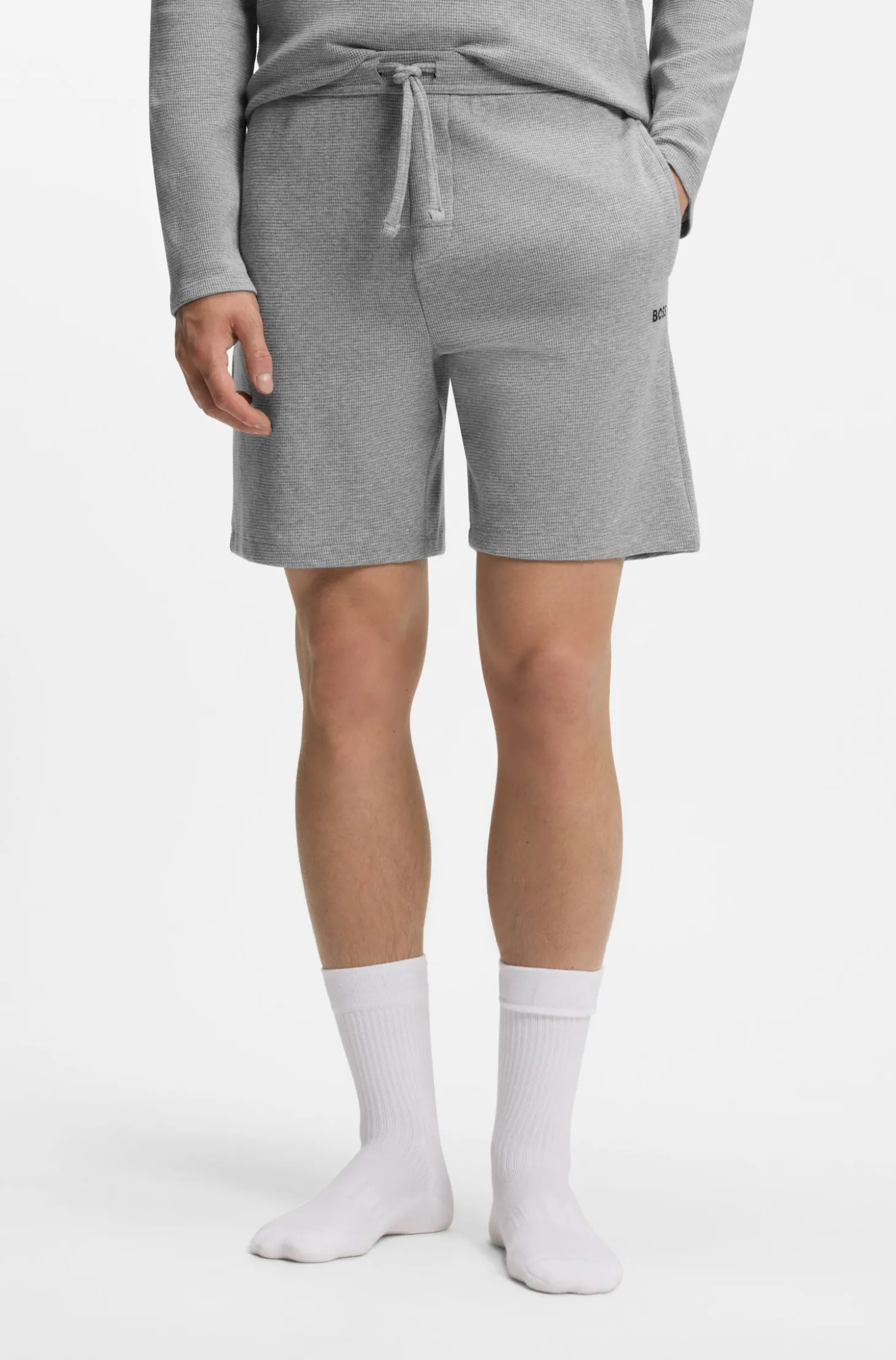 Pyjama-Shorts aus Baumwoll-Mix mit Logo-Stickerei
