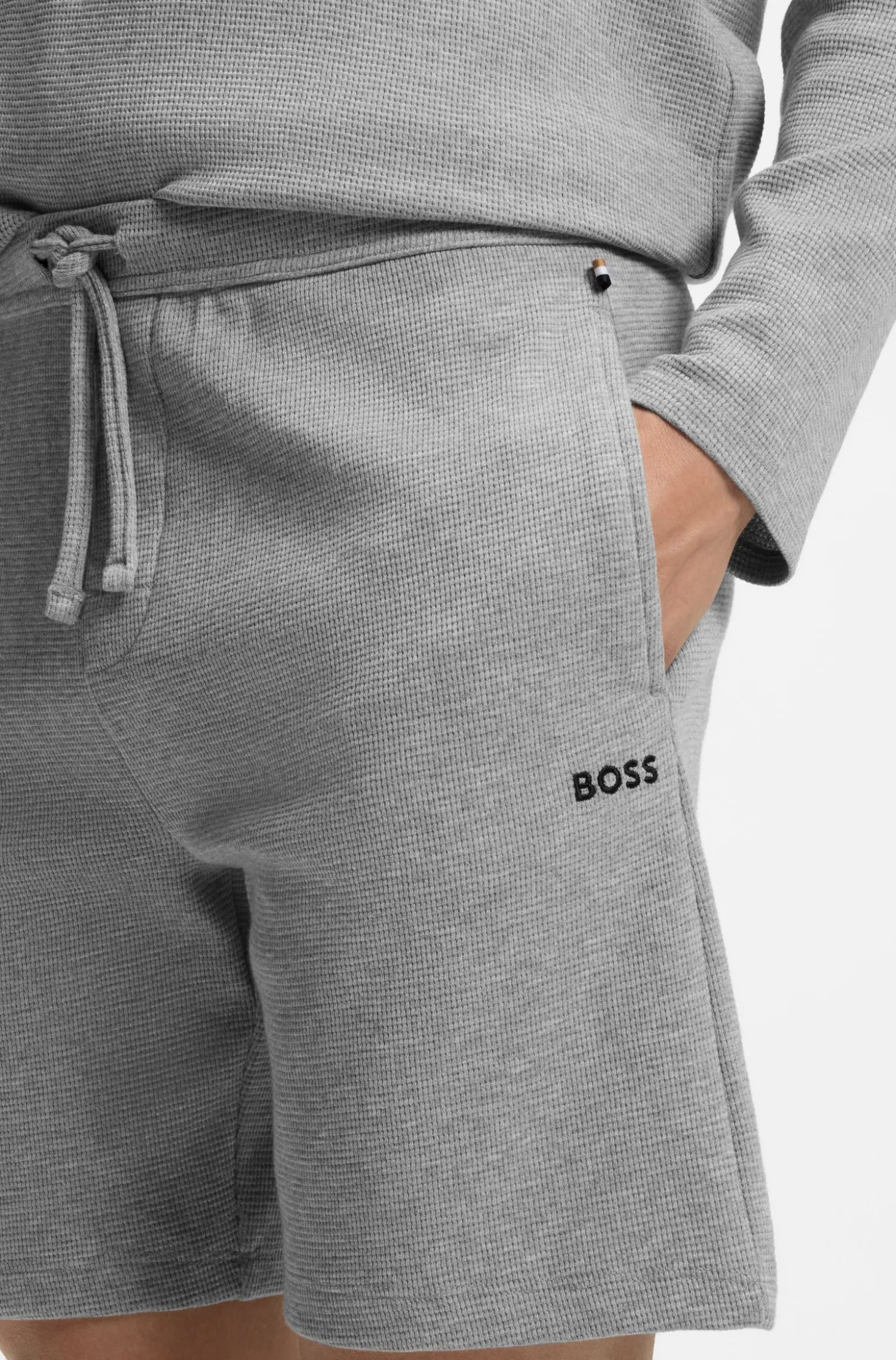 Pyjama-Shorts aus Baumwoll-Mix mit Logo-Stickerei