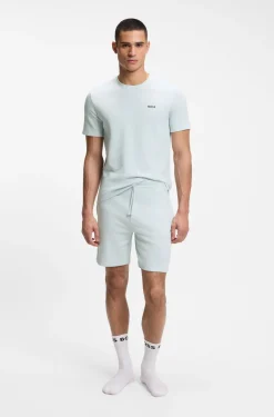 Pyjama-Shorts aus Baumwoll-Mix mit Logo-Stickerei