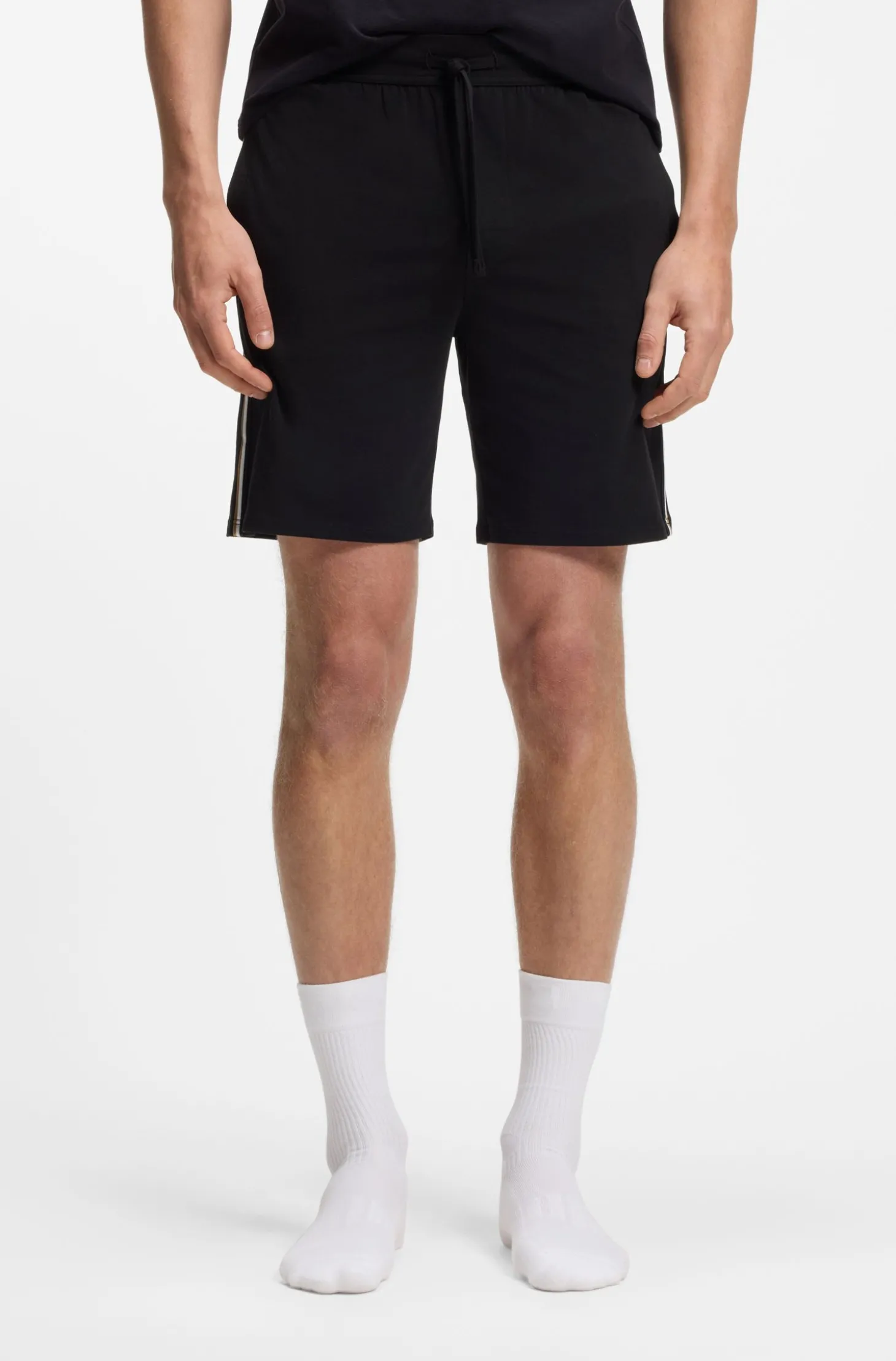 Pyjama-Shorts aus elastischer Baumwolle mit Signature-Streifen-Details