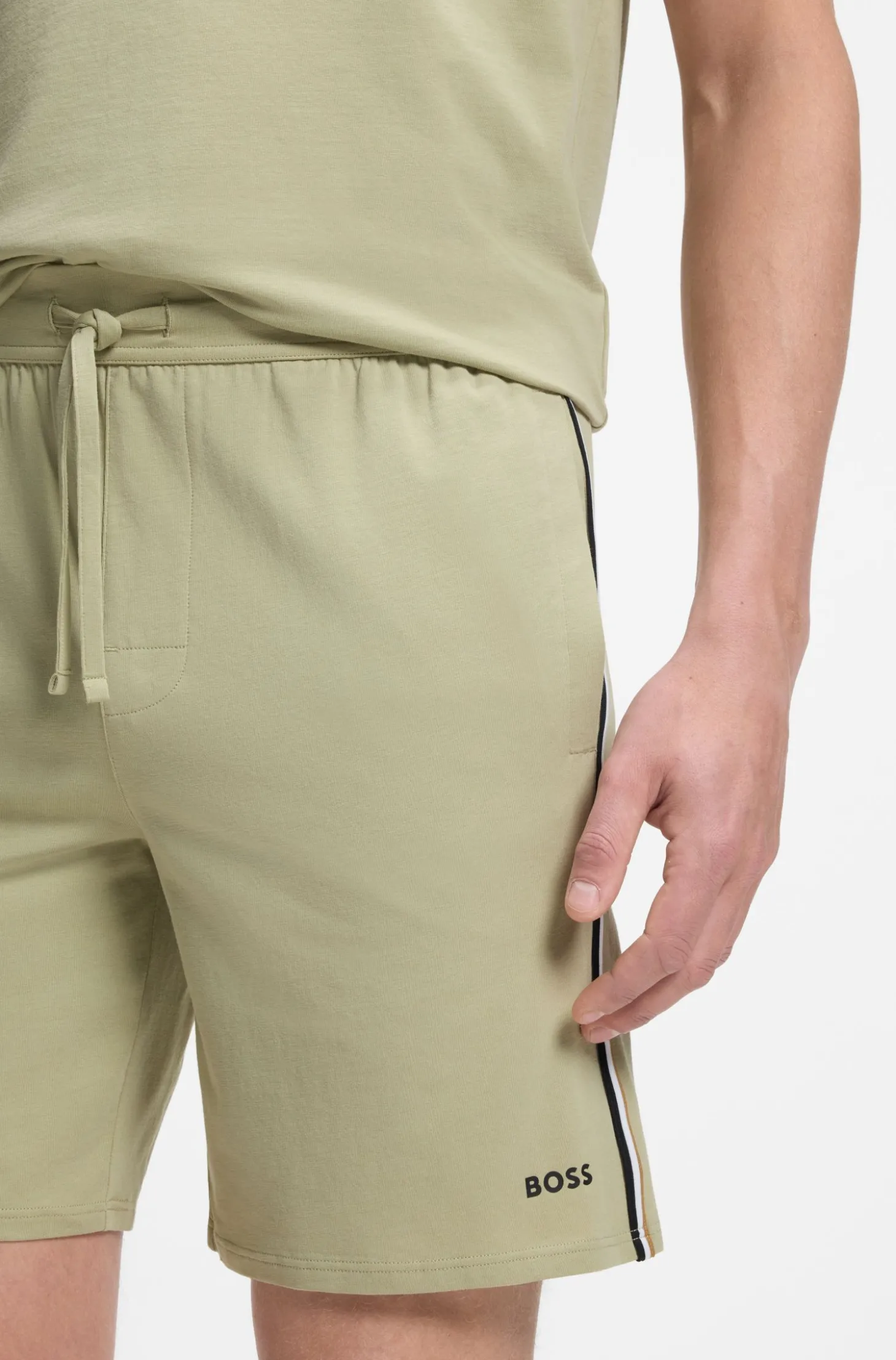 Pyjama-Shorts aus elastischer Baumwolle mit Signature-Streifen-Details