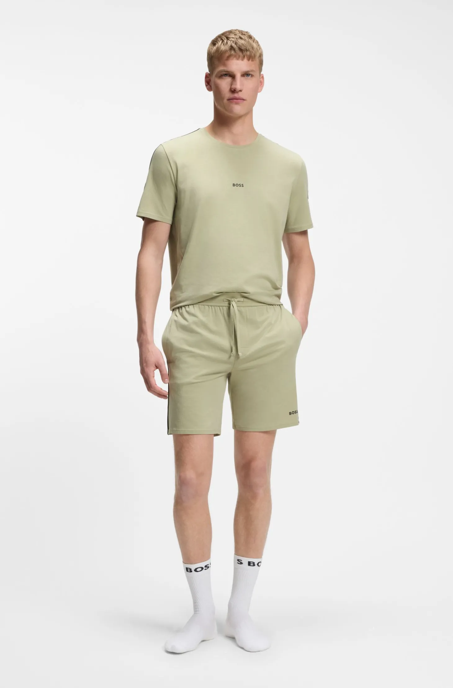 Pyjama-Shorts aus elastischer Baumwolle mit Signature-Streifen-Details