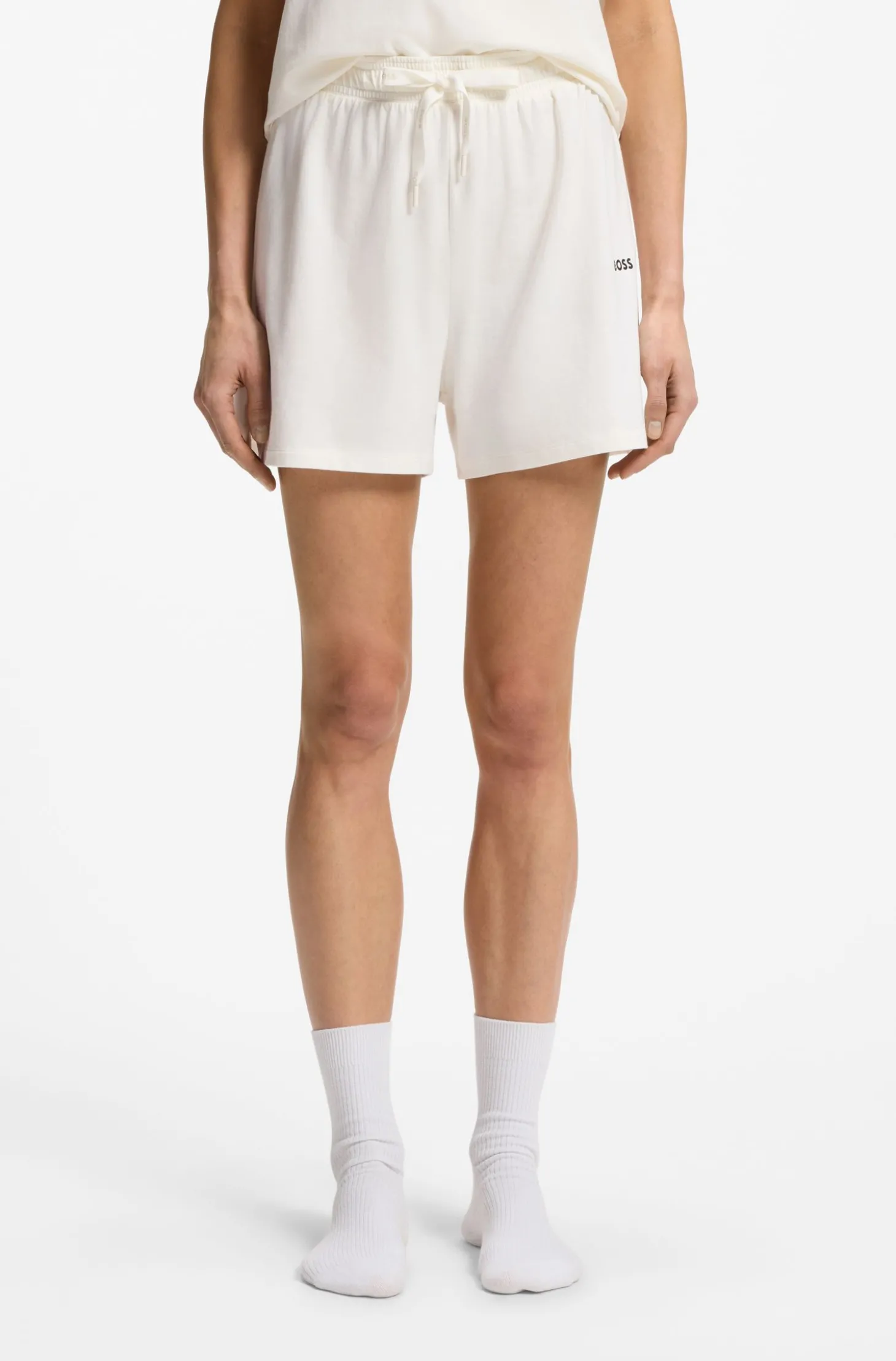 Pyjama-Shorts aus elastischer Baumwolle mit Logo-Kordeln