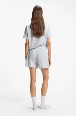 Pyjama-Shorts aus elastischer Baumwolle mit Logo-Kordeln