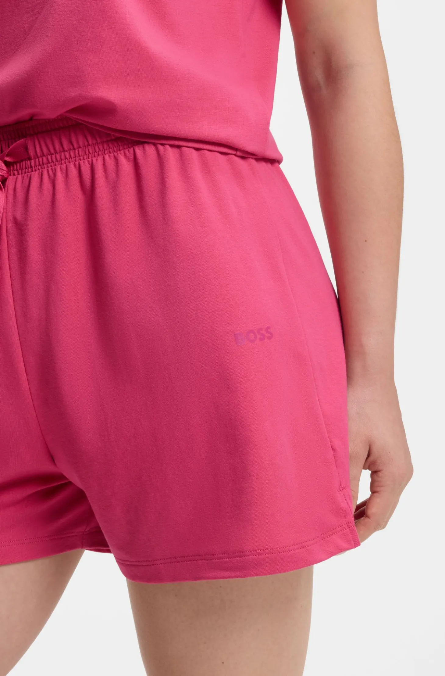 Pyjama-Shorts aus elastischer Baumwolle mit Logo-Kordeln