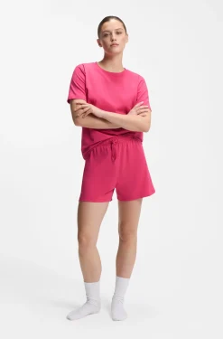 Pyjama-Shorts aus elastischer Baumwolle mit Logo-Kordeln
