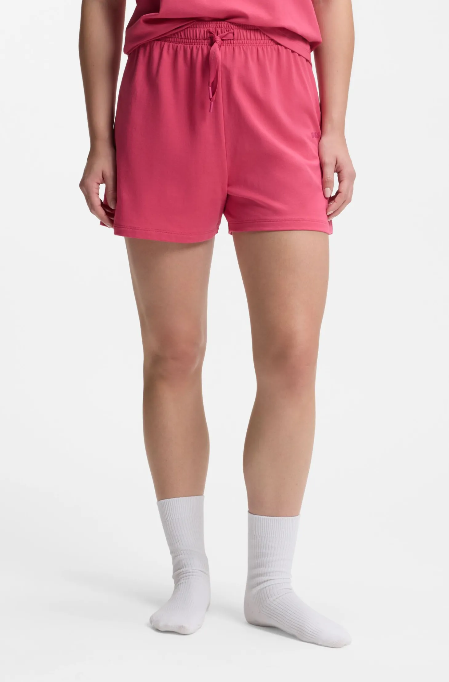 Pyjama-Shorts aus elastischer Baumwolle mit Logo-Kordeln