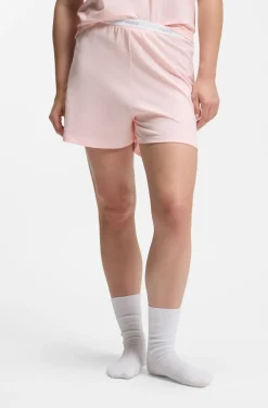 Pyjama-Shorts aus elastischem Baumwoll-Jersey mit Logo-Bund