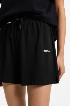 Pyjama-Shorts aus elastischer Baumwolle mit Logo-Kordeln