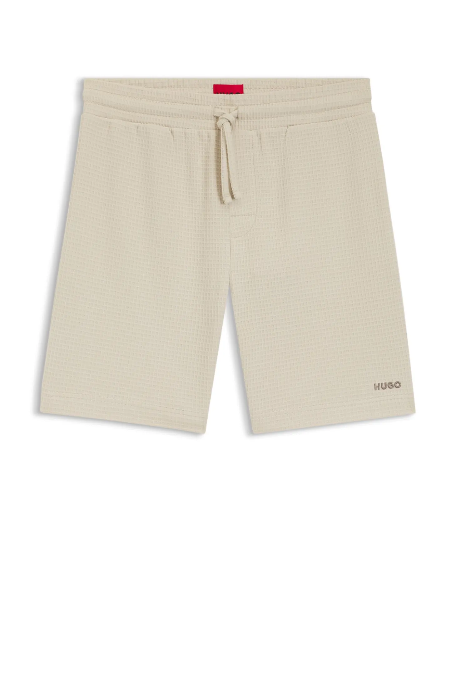 Pyjama-Shorts mit Waffelstruktur und Logo-Stickerei