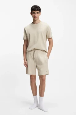 Pyjama-Shorts mit Waffelstruktur und Logo-Stickerei
