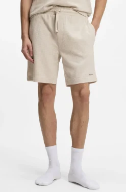 Pyjama-Shorts mit Waffelstruktur und Logo-Stickerei