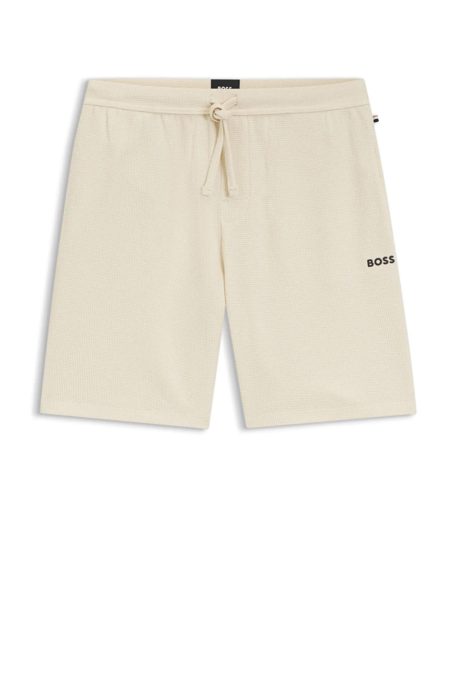 Pyjama-Shorts mit Waffelstruktur und Logo-Stickerei