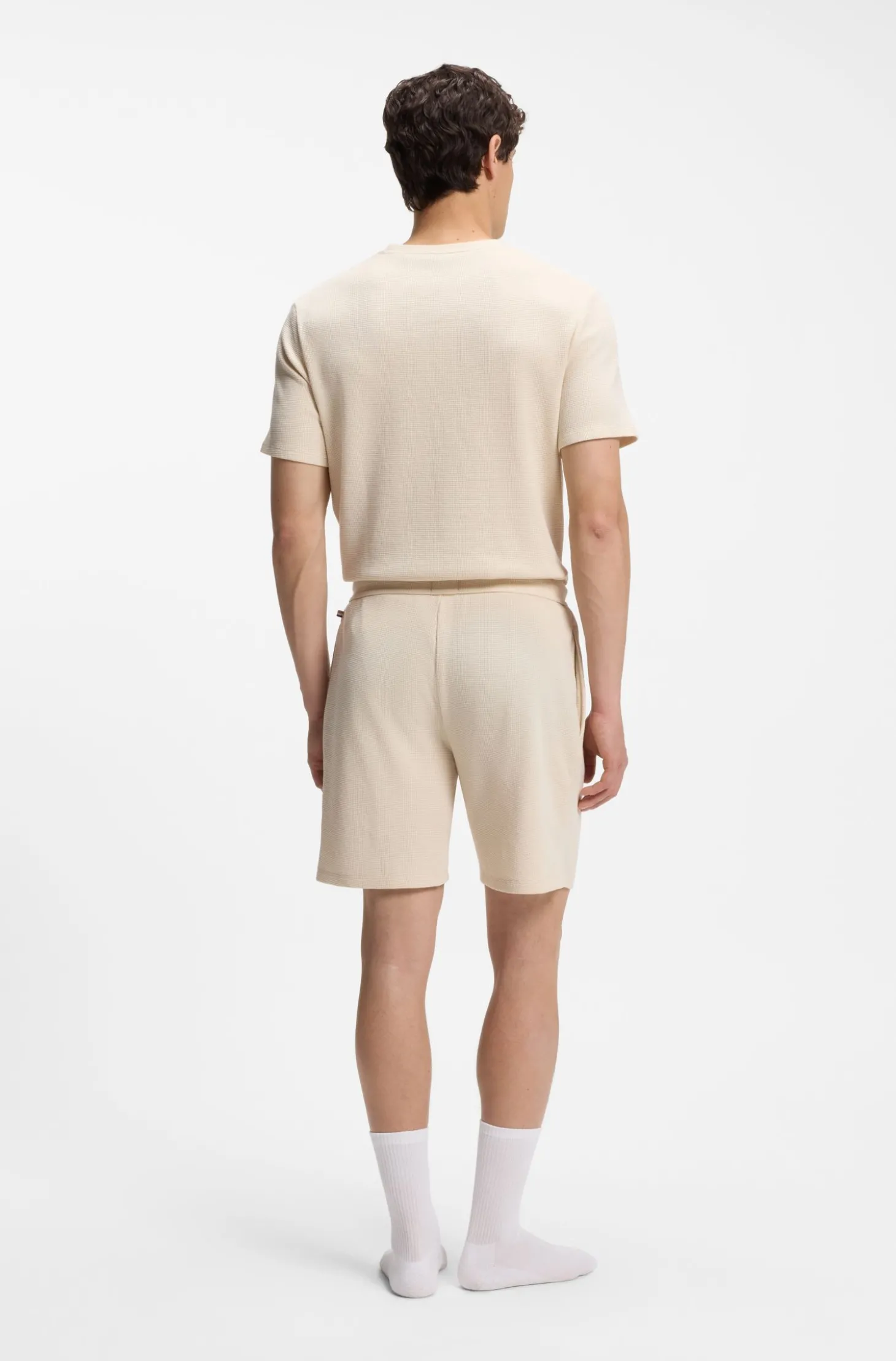 Pyjama-Shorts mit Waffelstruktur und Logo-Stickerei