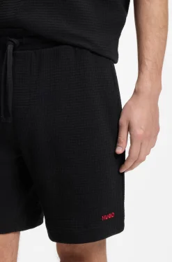 Pyjama-Shorts mit Waffelstruktur und Logo-Stickerei