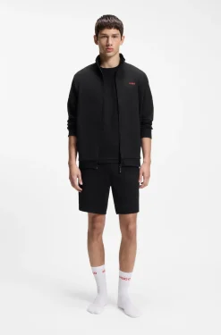 Pyjama-Shorts mit Waffelstruktur und Logo-Stickerei