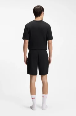 Pyjama-Shorts mit Waffelstruktur und Logo-Stickerei