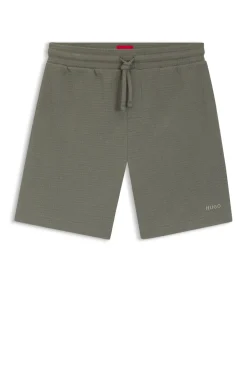 Pyjama-Shorts mit Waffelstruktur und Logo-Stickerei