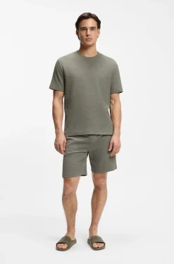 Pyjama-Shorts mit Waffelstruktur und Logo-Stickerei