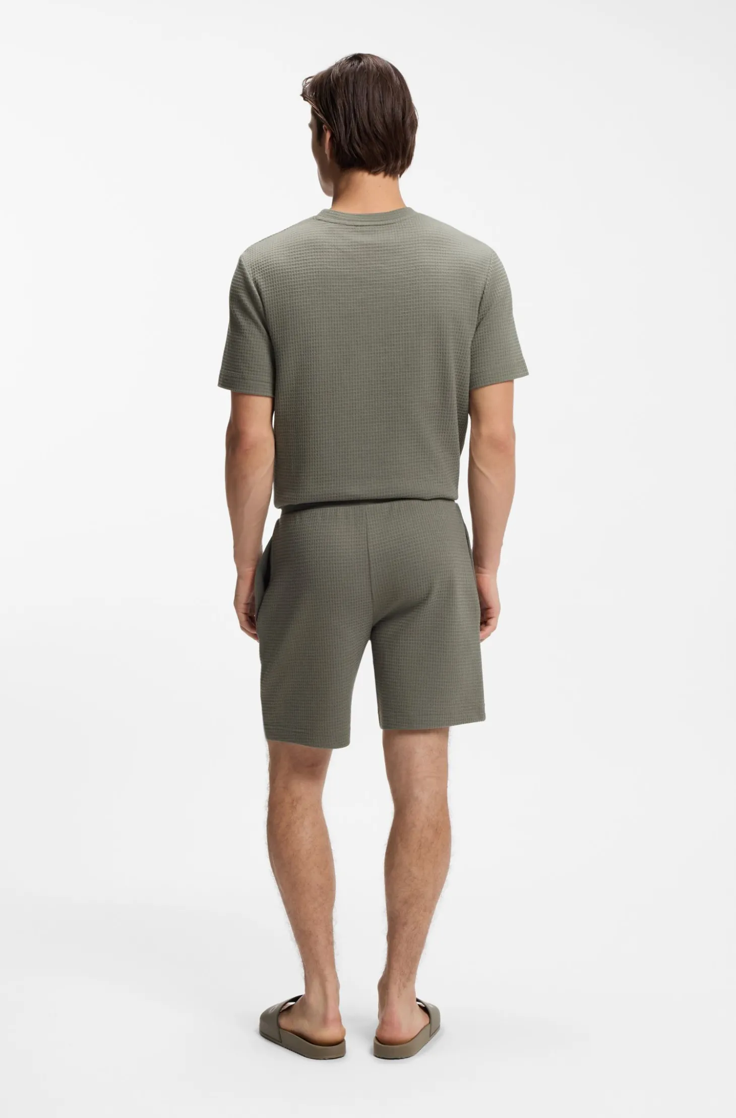 Pyjama-Shorts mit Waffelstruktur und Logo-Stickerei