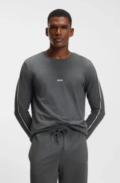 Pyjama-Top aus Baumwolle mit gestreiften Ärmel-Details