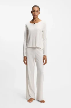 Pyjama-Top aus Pointelle mit Picot-Detail