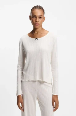 Pyjama-Top aus Pointelle mit Picot-Detail