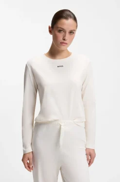 Pyjama-Top aus Stretch-Baumwolle mit Logo-Print